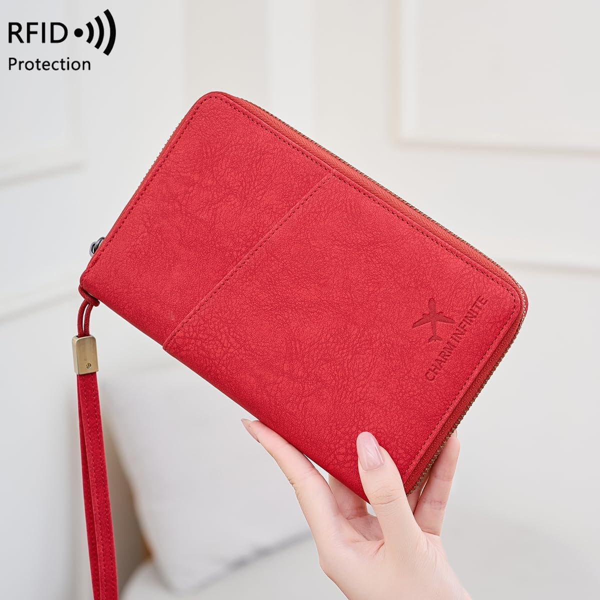 Family Passport Holder for Travel Women and Men RFID Blocking Passport Holder with Zipper Multi-Functional Passport Wallet Passport Case Passport Cover Travel Essentials