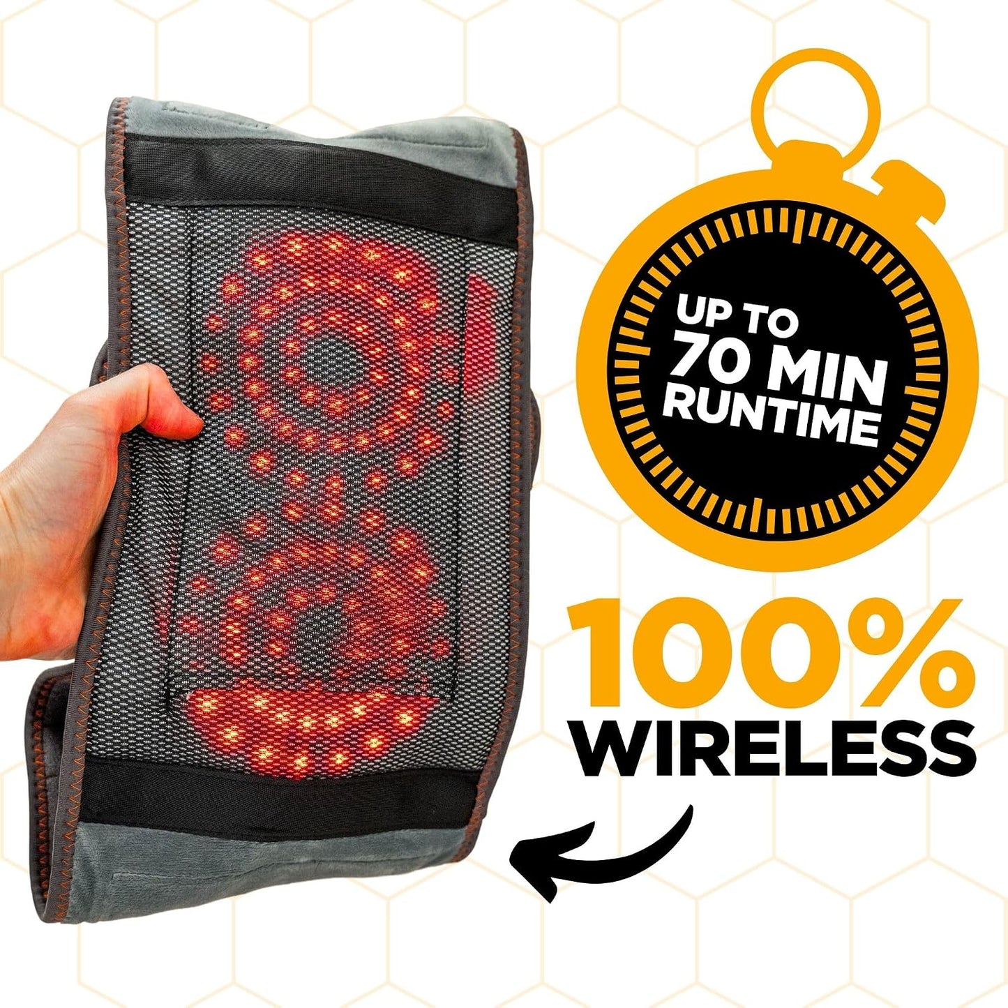 Hatch Belt⢠Triple Therapy Red Light Belt ā Portable Heating Pad & Deep Tissue Back Massager with Heat, Infrared Light & Vibration ā Wearable Lumbar Brace for Lower Back Support
