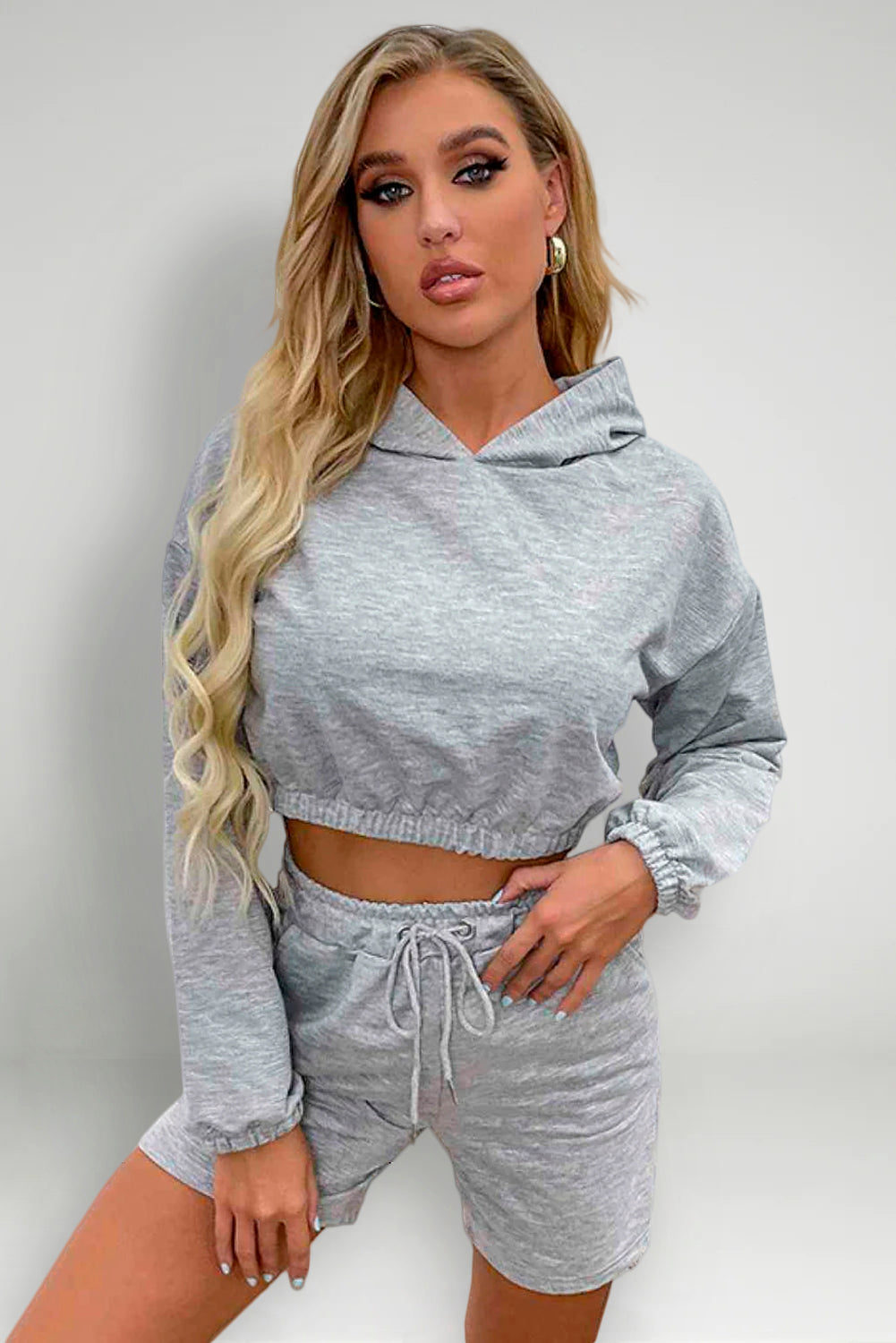 Crop Hoodie and Shorts Set
