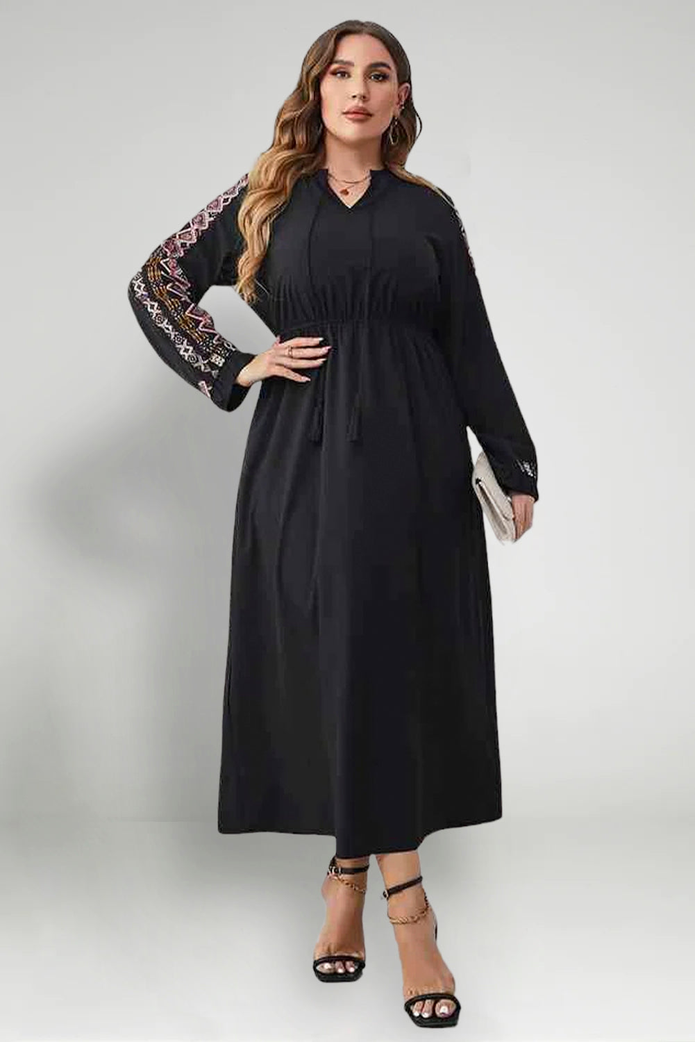 Plus Size Printed Long Sleeve Dress