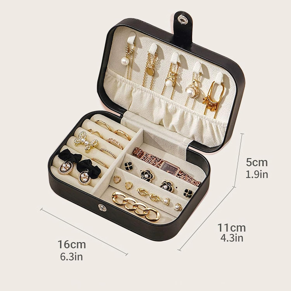 Travel Jewelry Box,Jewelry Travel Case, Small Jewelry Box,2 Layer Travel Jewlery Case, PU Leather Mini Portable Jewerly Storage Display Holder for Earrings, Ring, Necklaces, Bracelets