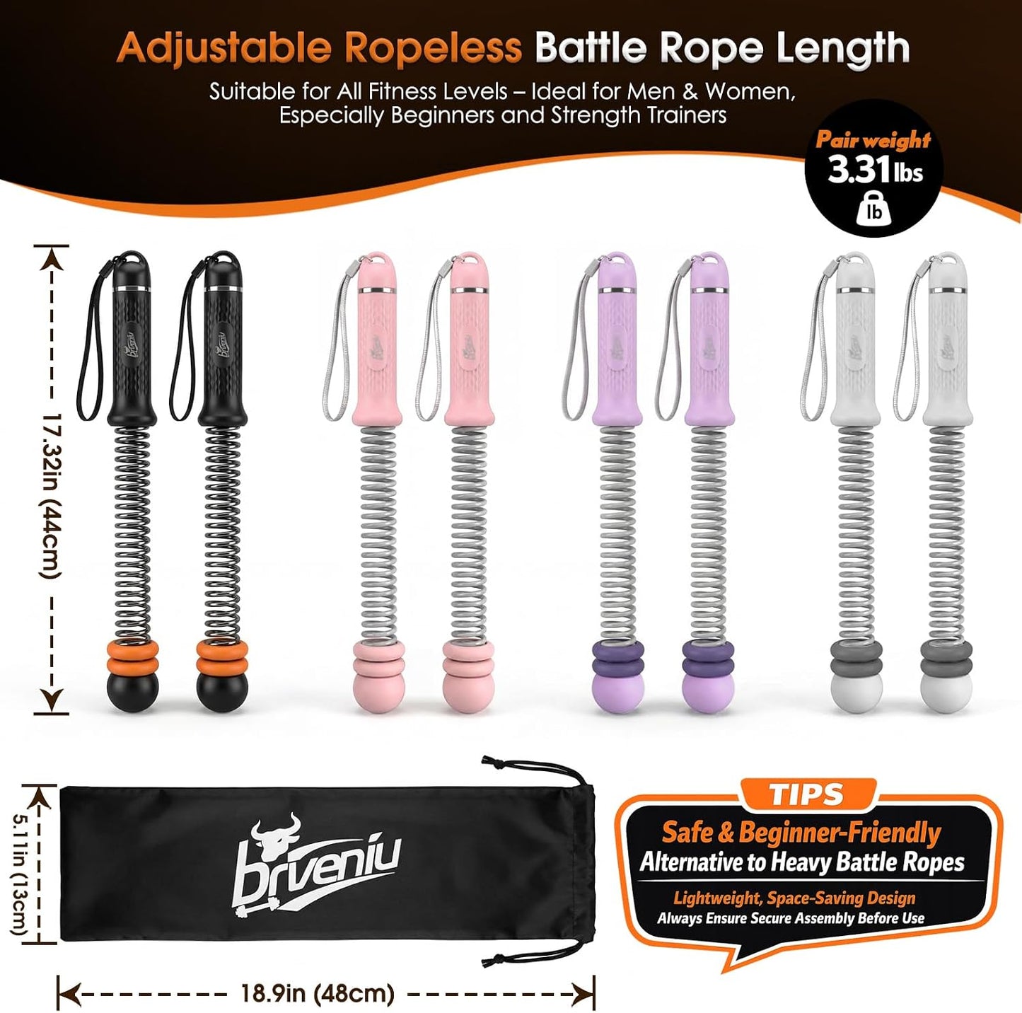 Ropeless Battle Rope Portable Cordless Weighted for Home Gym(Black)