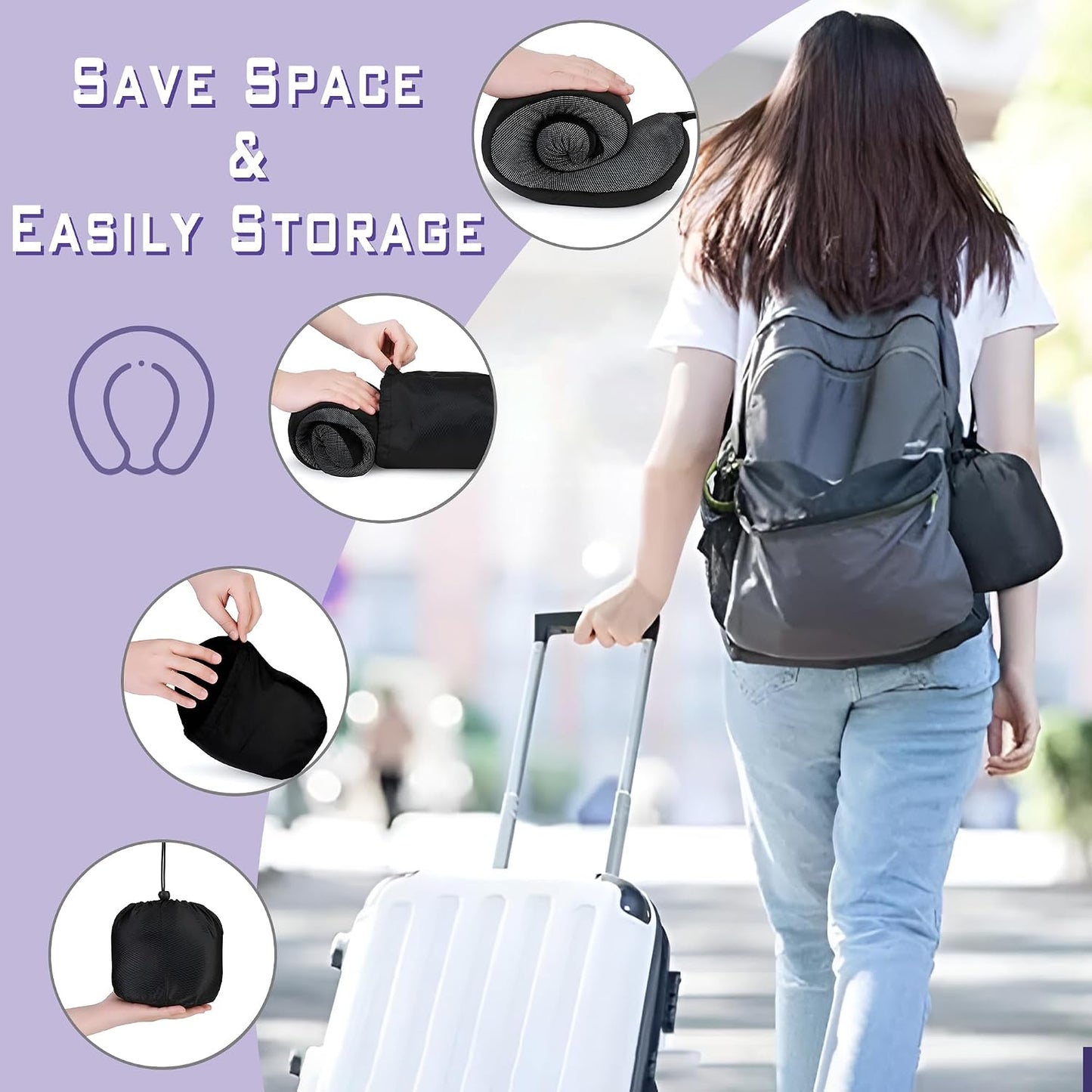 Memory Foam Travel Neck Pillow for Airplane Comfort
