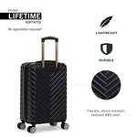 Kenneth Cole Reaction Women's Madison Square Hardside Chevron Expandable Luggage, Black, 2-Piece Set (20" & 28")