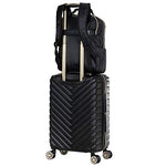 Kenneth Cole Reaction Women's Madison Square Hardside Chevron Expandable Luggage, Black, 2-Piece Set (20" & 28")