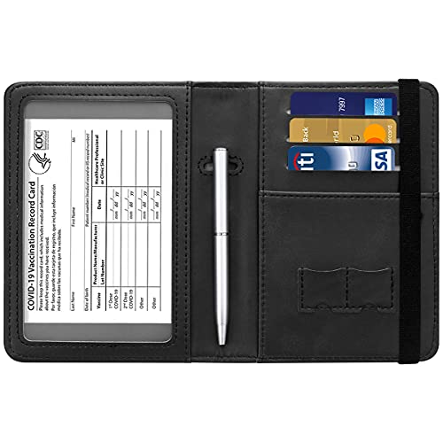 Passport and Vaccine Card Holder Leather RFID Blocking Passport Holder