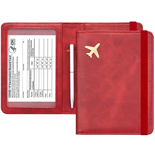 Passport and Vaccine Card Holder Leather RFID Blocking Passport Holder
