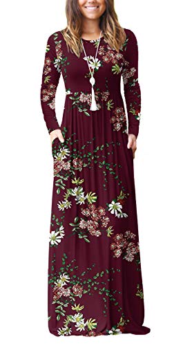 Casual Long Sleeve Black Maxi Dresses with Pockets