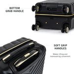 Kenneth Cole Reaction Women's Madison Square Hardside Chevron Expandable Luggage, Black, 2-Piece Set (20" & 28")