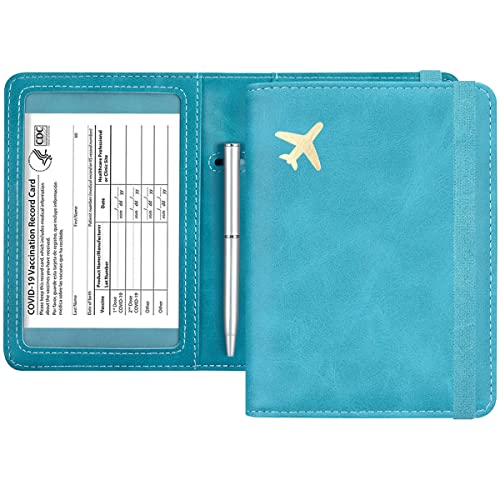 Passport and Vaccine Card Holder Leather RFID Blocking Passport Holder
