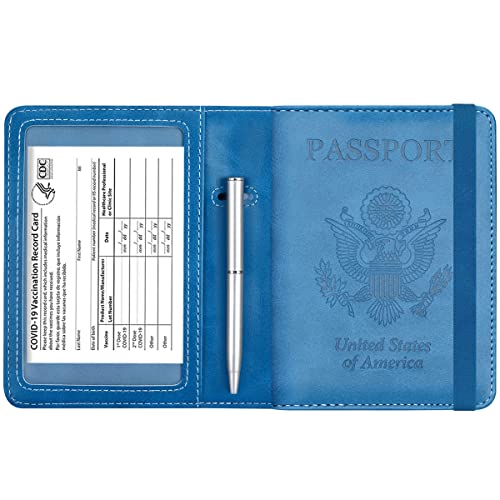 Passport and Vaccine Card Holder Leather RFID Blocking Passport Holder