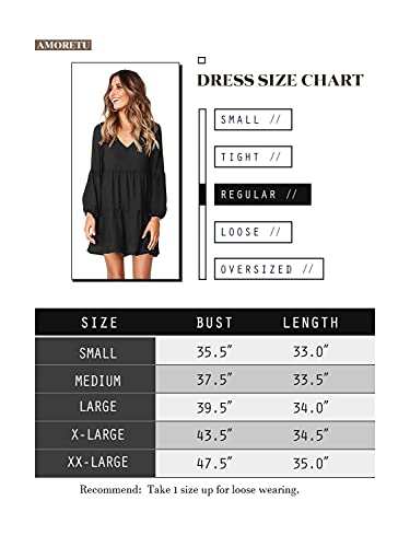 V Neck Bishop Sleeves Soft Loose Tunic Dress Geometry Print