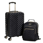 Kenneth Cole Reaction Women's Madison Square Hardside Chevron Expandable Luggage, Black, 2-Piece Set (20" & 28")