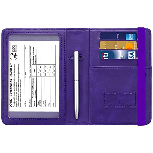 Passport and Vaccine Card Holder Leather RFID Blocking Passport Holder