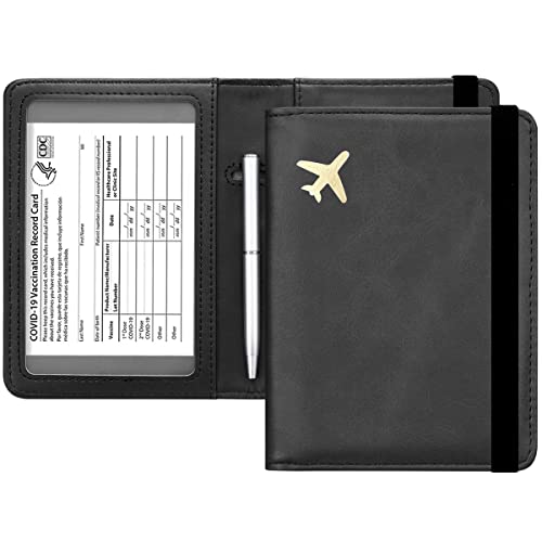 Passport and Vaccine Card Holder Leather RFID Blocking Passport Holder