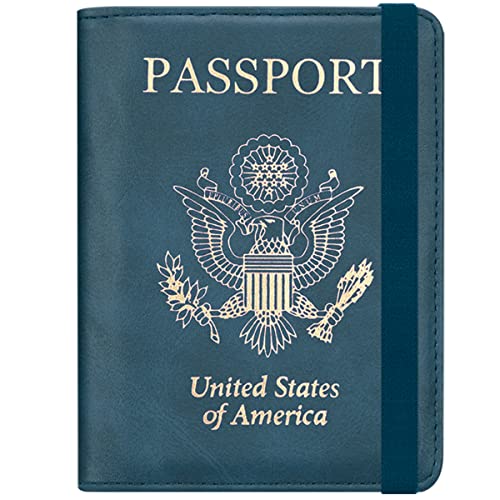 Passport and Vaccine Card Holder Leather RFID Blocking Passport Holder