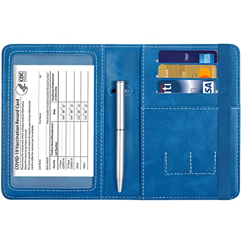 Passport and Vaccine Card Holder Leather RFID Blocking Passport Holder