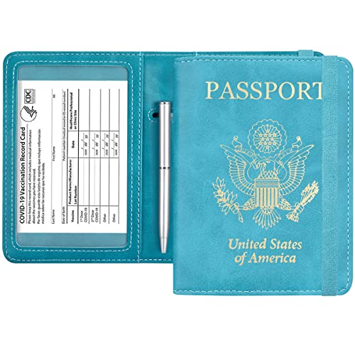 Passport and Vaccine Card Holder Leather RFID Blocking Passport Holder