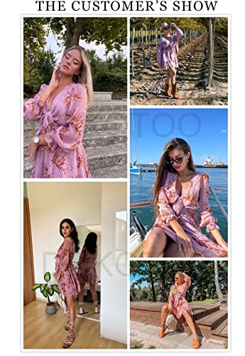 Casual Vacation Ruffle Long Sleeve Empire Waist Tie Knot Cute Chiffon Dress