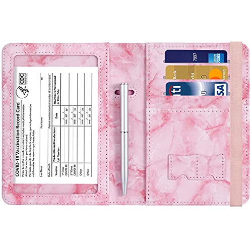 Passport and Vaccine Card Holder Leather RFID Blocking Passport Holder