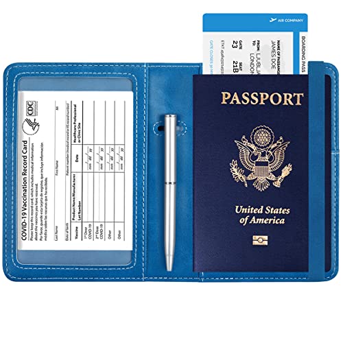 Passport and Vaccine Card Holder Leather RFID Blocking Passport Holder