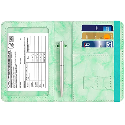 Passport and Vaccine Card Holder Leather RFID Blocking Passport Holder