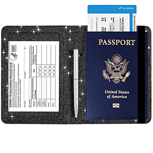 Passport and Vaccine Card Holder Leather RFID Blocking Passport Holder