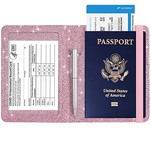 Passport and Vaccine Card Holder Leather RFID Blocking Passport Holder