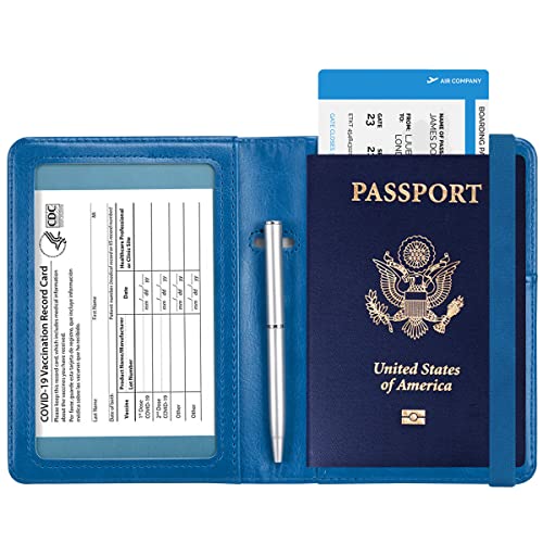 Passport and Vaccine Card Holder Leather RFID Blocking Passport Holder