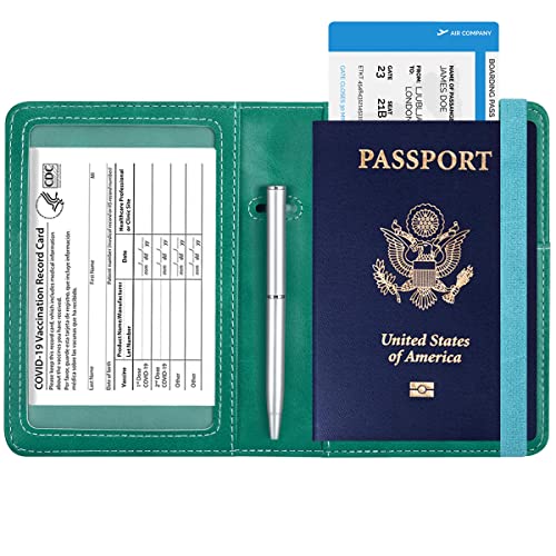 Passport and Vaccine Card Holder Leather RFID Blocking Passport Holder