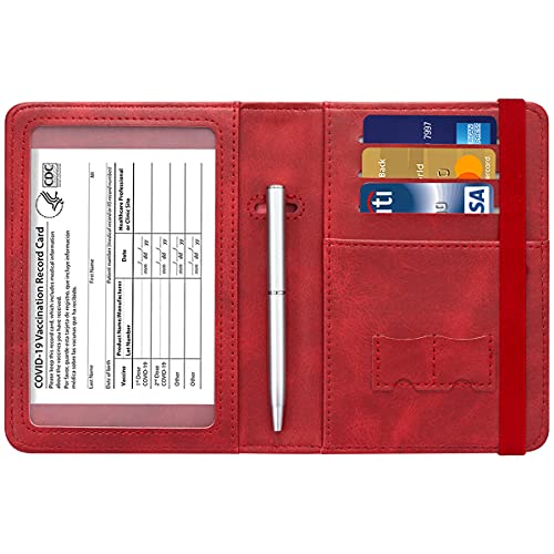 Passport and Vaccine Card Holder Leather RFID Blocking Passport Holder
