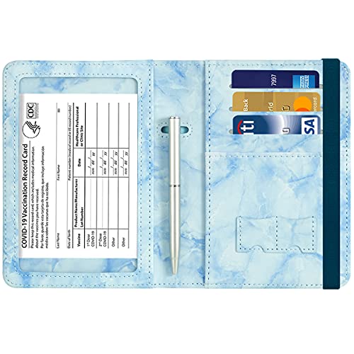 Passport and Vaccine Card Holder Leather RFID Blocking Passport Holder