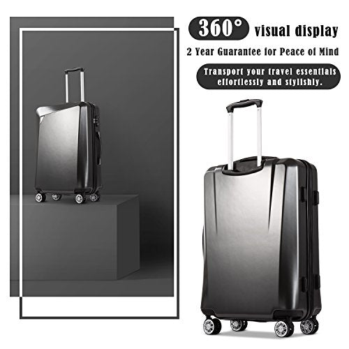 Coolife Luggage 3 Piece Sets PC+ABS Spinner Suitcase 20 inch 24 inch 28 inch