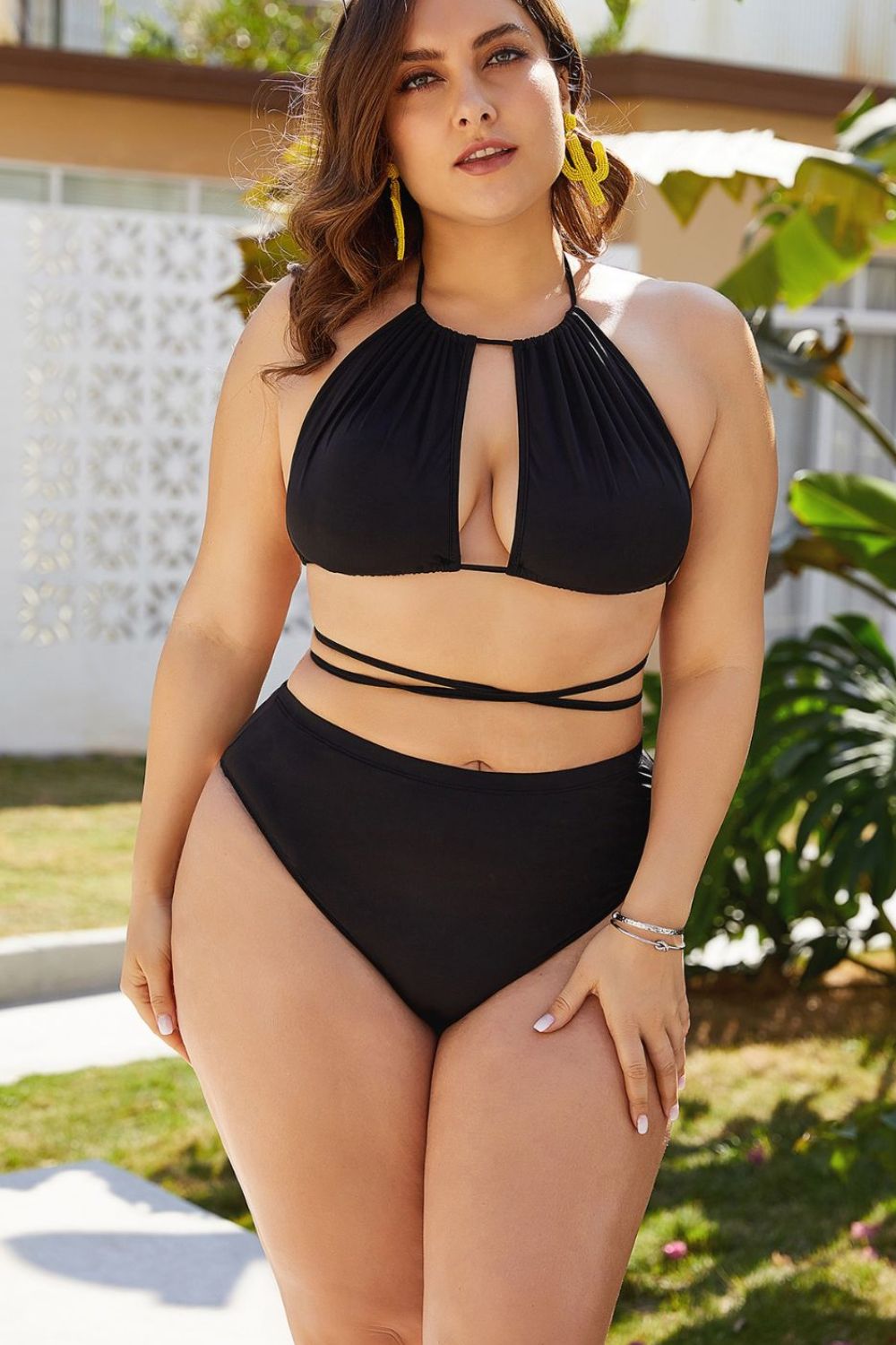 L.A. Experience Plus Size Cutout Bikini Set