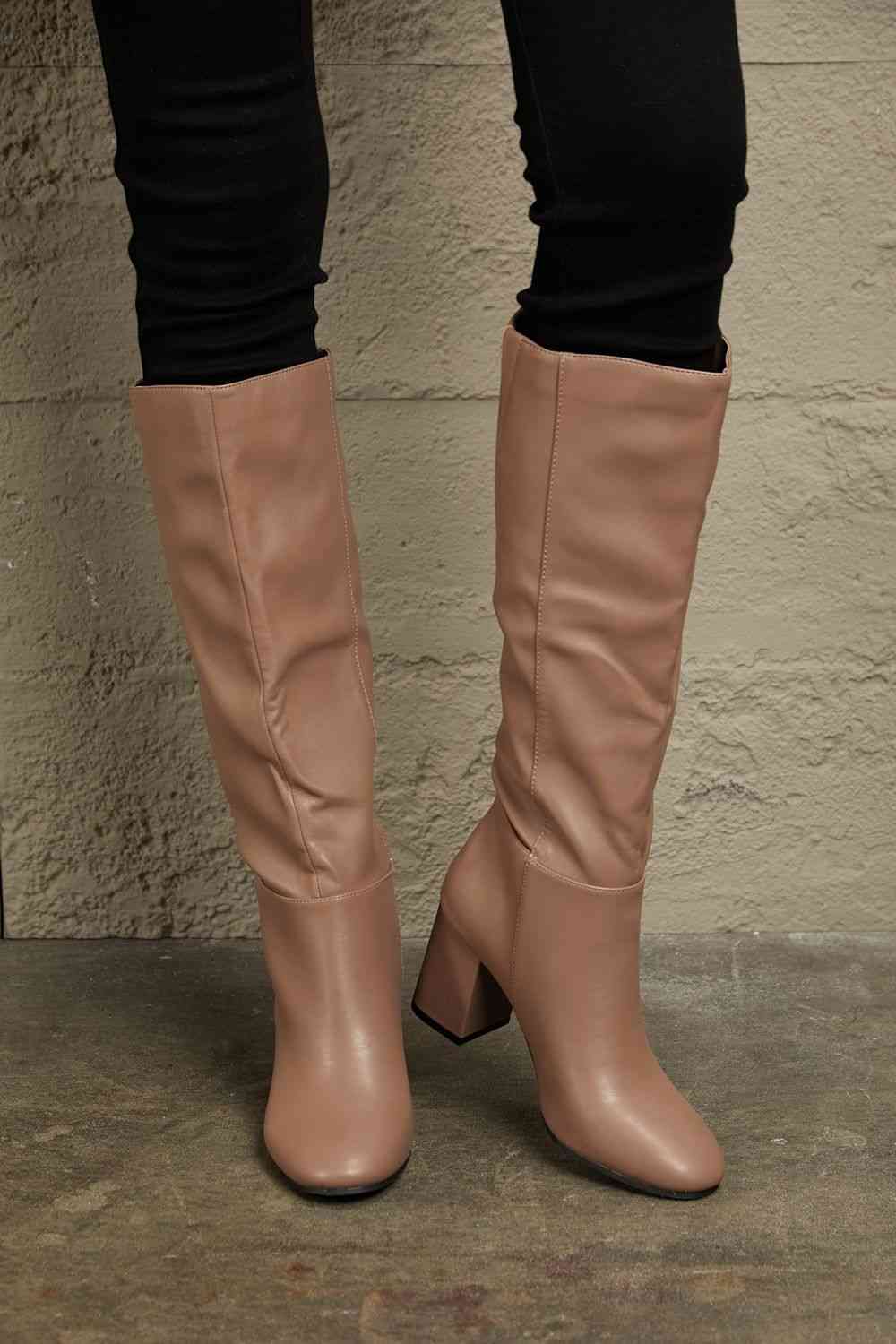 Block Heel Knee Boots
