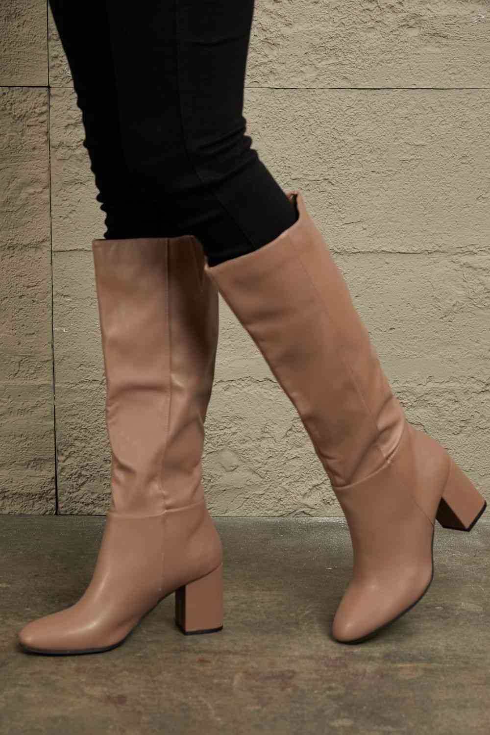 Block Heel Knee Boots
