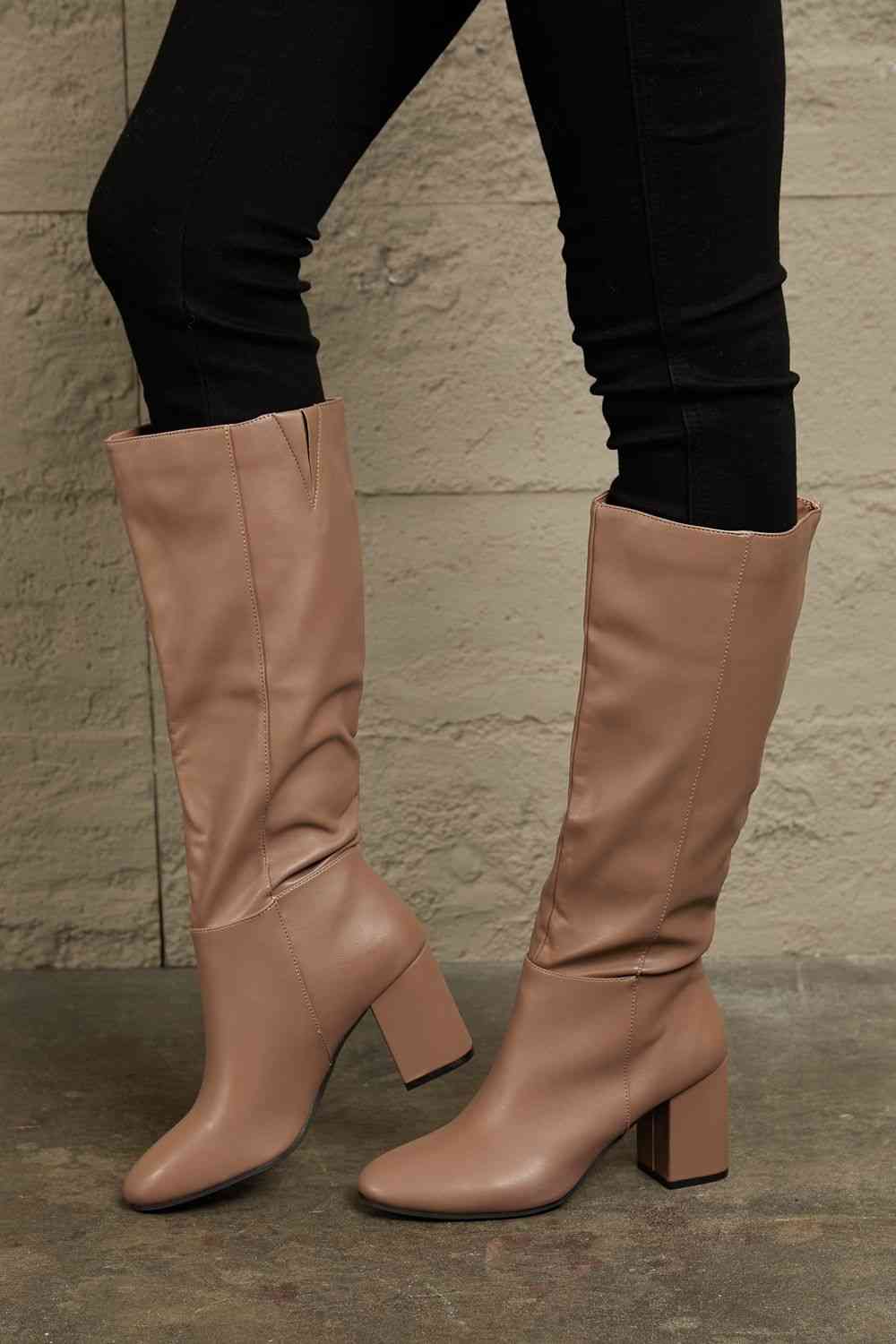 Block Heel Knee Boots