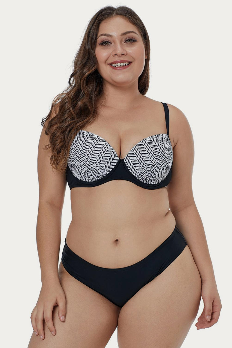 Ride The Waves Print Plus Size Bikini