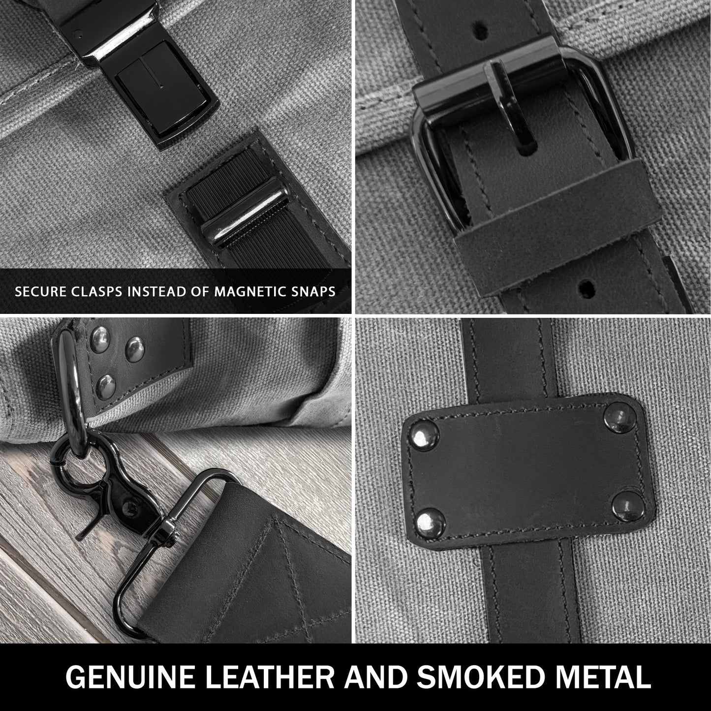 Canvas Messenger Bag for Men; Laptop Case; Satchel | Office Professionals; Students; Travel | Waxed Canvas; Genuine Leather; Smoked Metal Hardware | Portable Office; Trolley Sleeve; Organizer