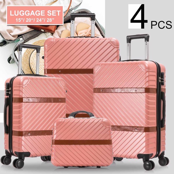 4 Piece Set Luggage Sets Suitcase ABS Hard shell Lightweight Spinner Wheels