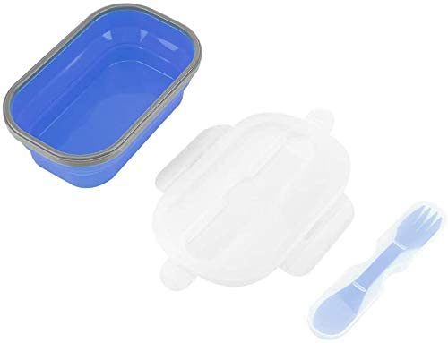 Lunch Box Collapsible Food Storage with Fork Spoon Expandable Microwave Safe