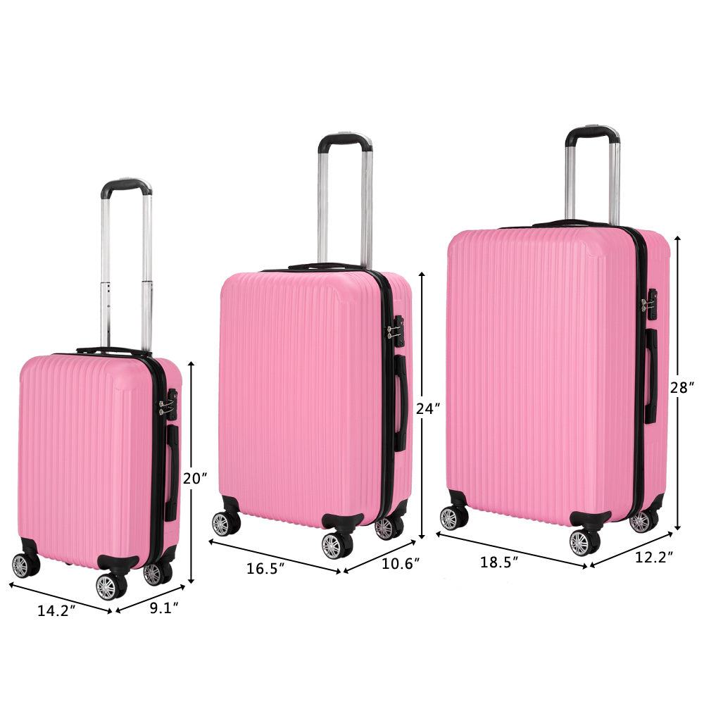 3-Piece 20" & 24" & 28" Luggage Set Travel Bag ABS Trolley Spinner