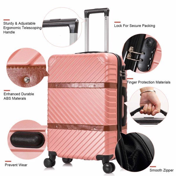 4 Piece Set Luggage Sets Suitcase ABS Hard shell Lightweight Spinner Wheels