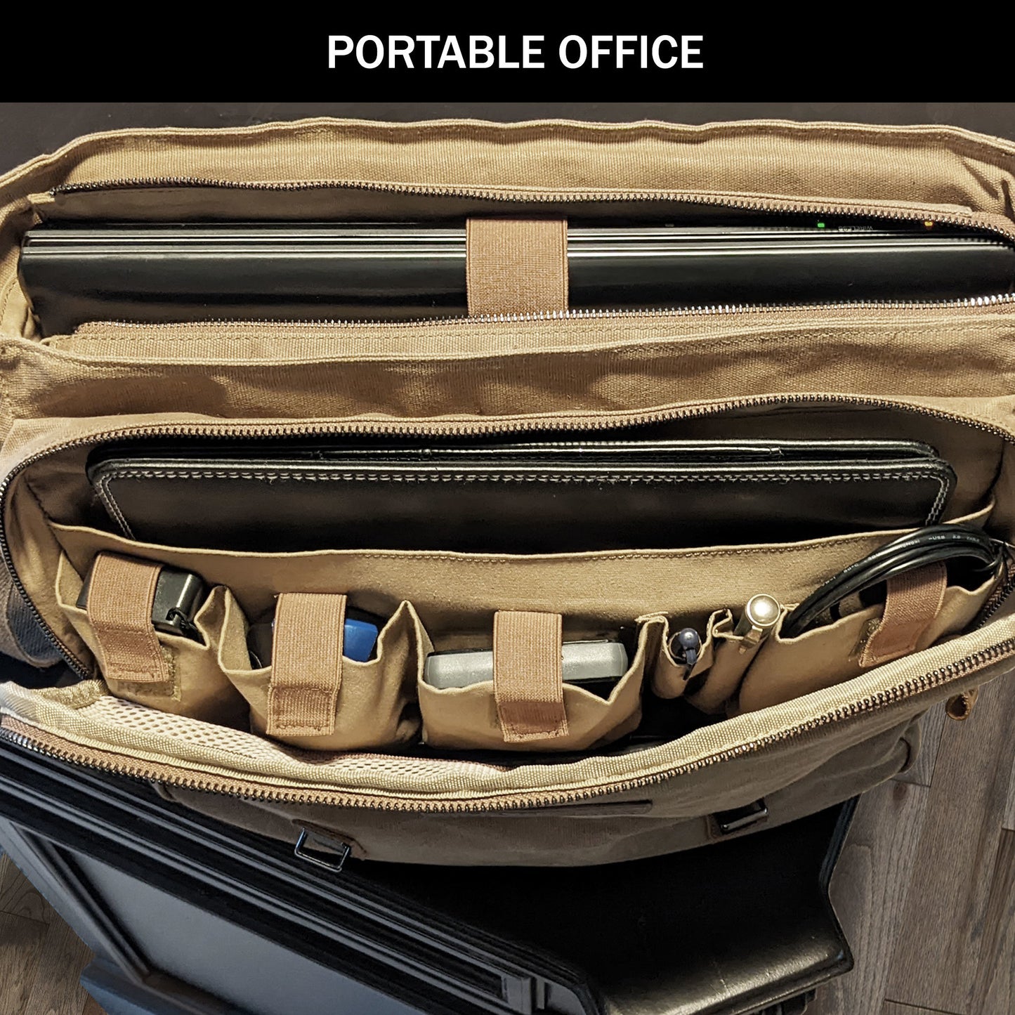 Canvas Messenger Bag for Men; Laptop Case; Satchel | Office Professionals; Students; Travel | Waxed Canvas; Genuine Leather; Smoked Metal Hardware | Portable Office; Trolley Sleeve; Organizer