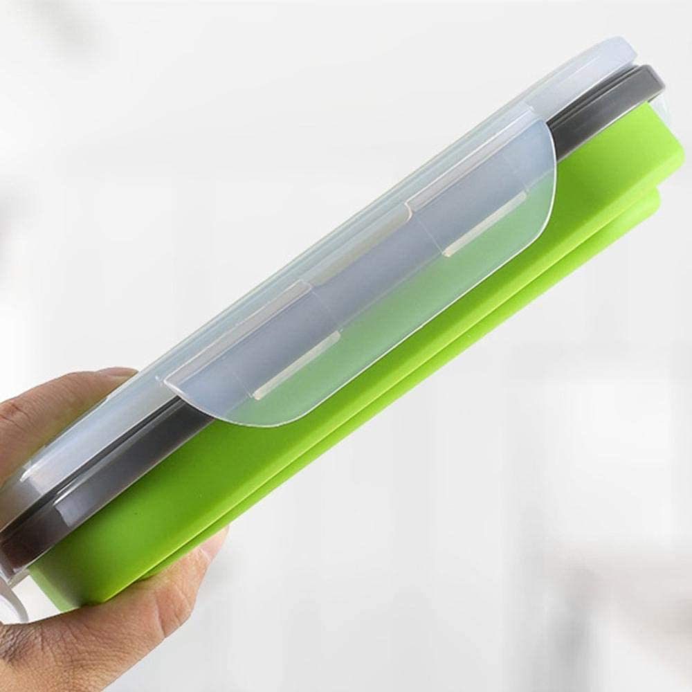 Lunch Box Collapsible Food Storage with Fork Spoon Expandable Microwave Safe
