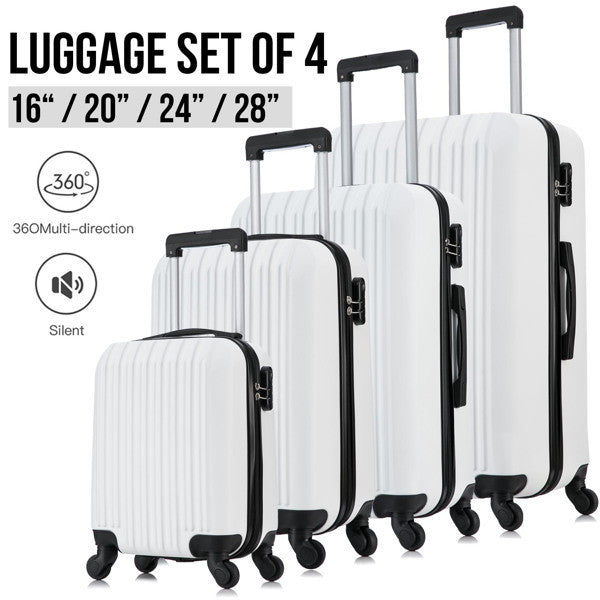 4 Piece Set Luggage Sets Suitcase ABS Hard shell Lightweight Spinner Wheels