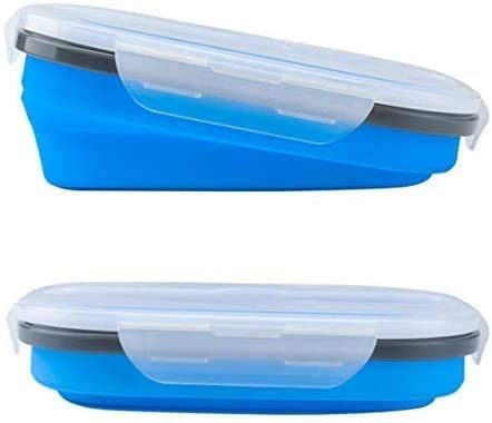 Lunch Box Collapsible Food Storage with Fork Spoon Expandable Microwave Safe