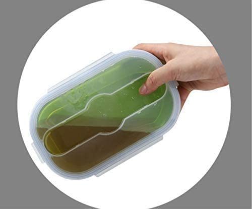 Lunch Box Collapsible Food Storage with Fork Spoon Expandable Microwave Safe