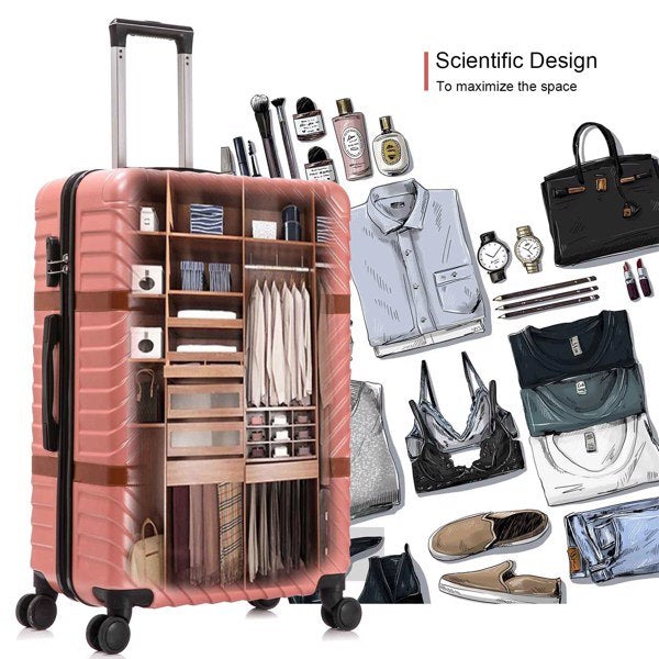 4 Piece Set Luggage Sets Suitcase ABS Hard shell Lightweight Spinner Wheels