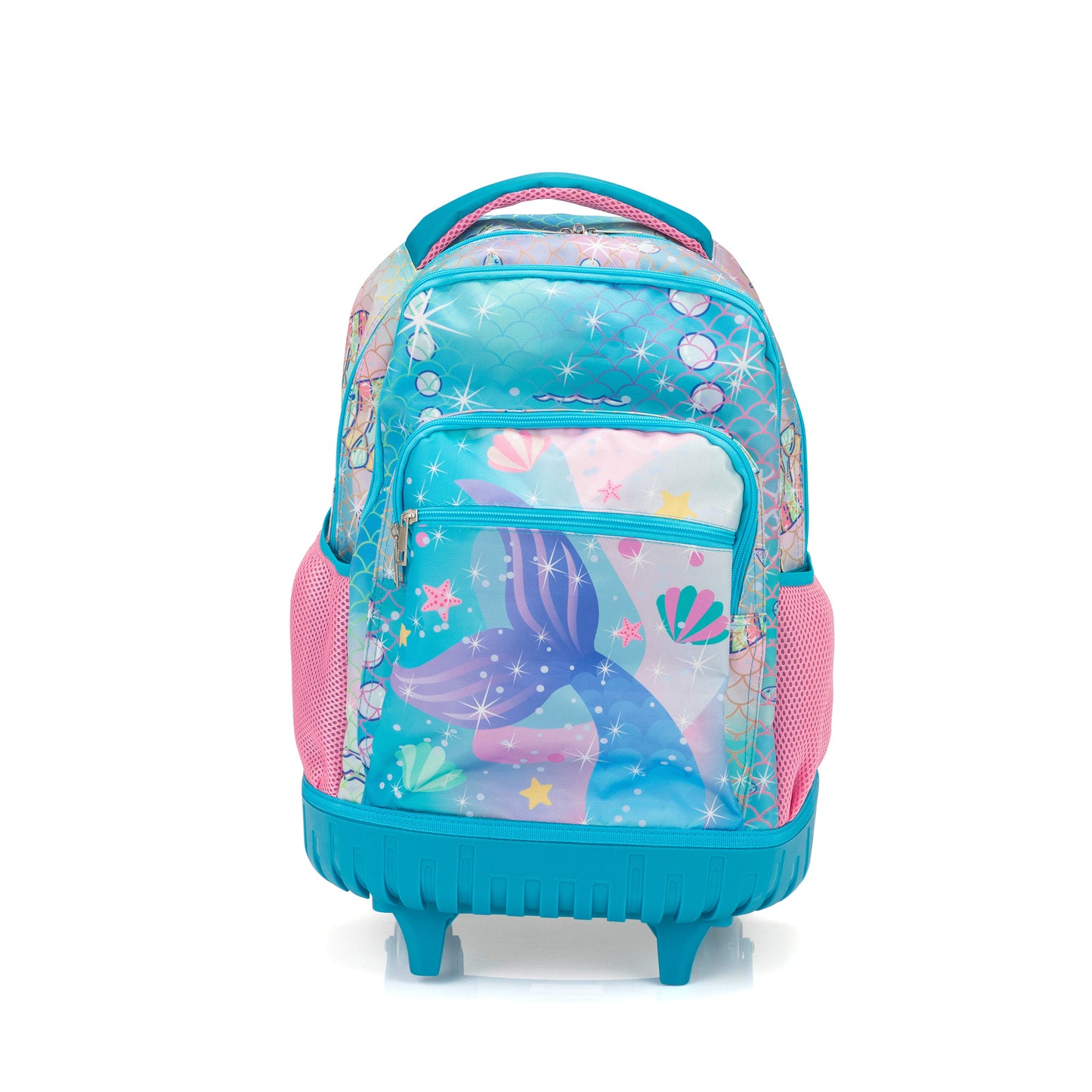 20-Inch 3PCS Kids Rolling Luggage Set; Trolley Backpack with Lunch Bag and Pencil Case for Girls; Suitcase with Mermaid Pattern